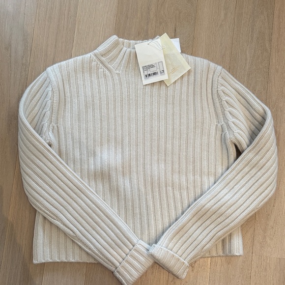 Toteme Ribbed Wool Cashmere Petite Chunky Knit Mock Neck Sweater M NWT